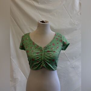 Women’s Size Large‎ Crop Top Jolie & Joy In Mint Green With Flowers